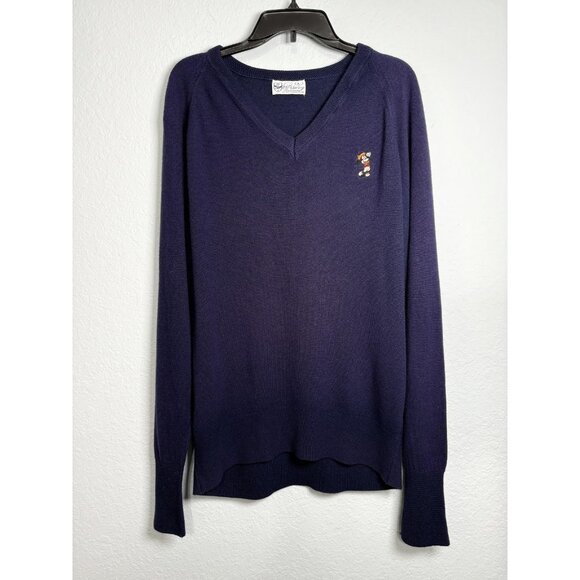 VTG Pickering Disney Sweater Mens L Navy Mickey Mouse Embroidered Golf Knit USA - Picture 11 of 12